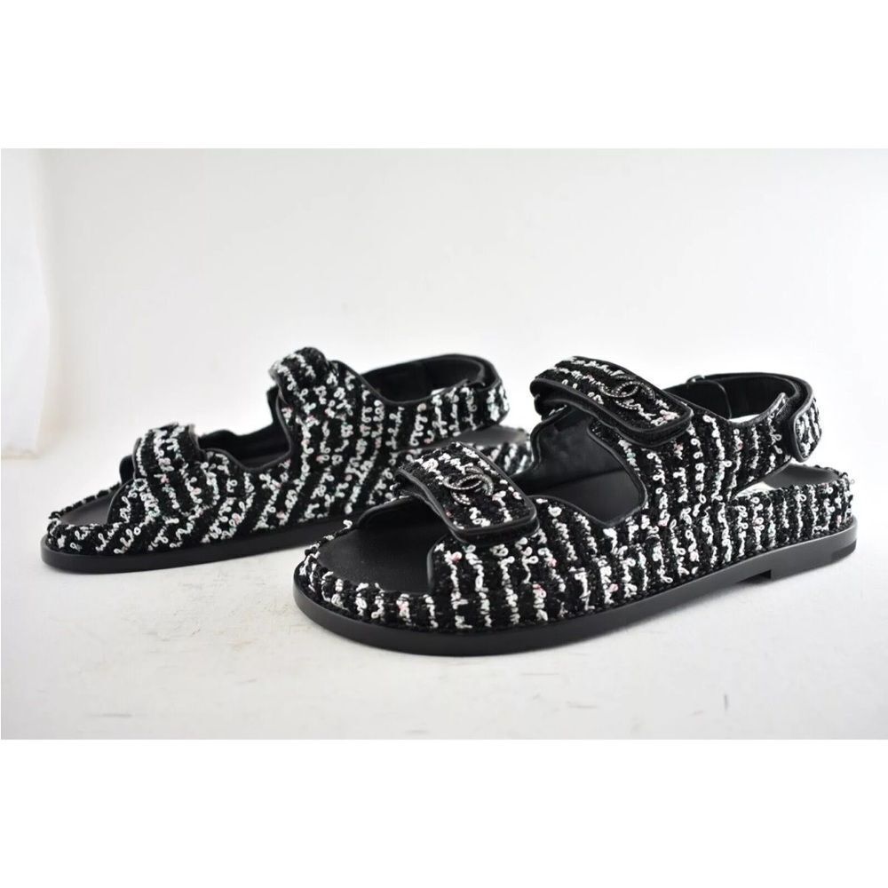 CHANEL CC tweed dad sandals, US 9 - Picture 8 of 15